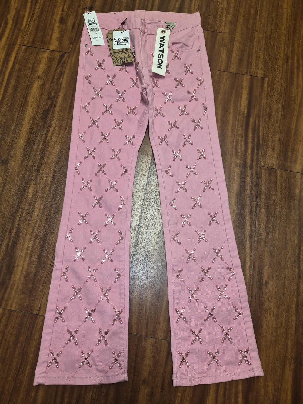 Watson Pink Sequin Straight-Leg Jeans
